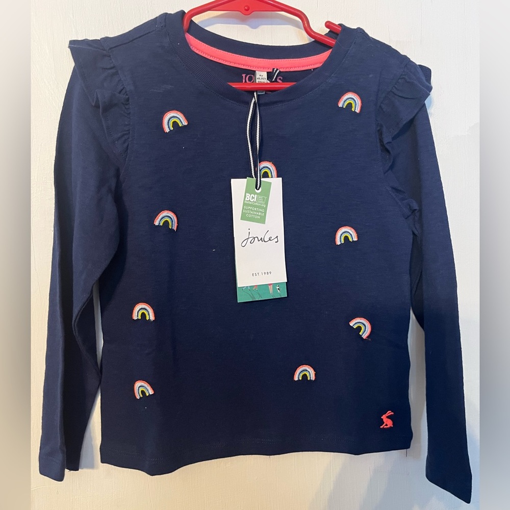 Joules size 6 navy with rainbows/hearts-NWT shirt